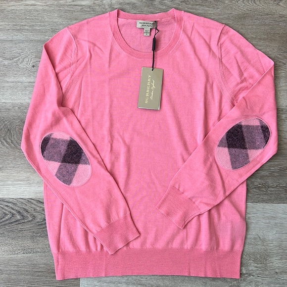 NWT Burberry plaid elbow patch sweater